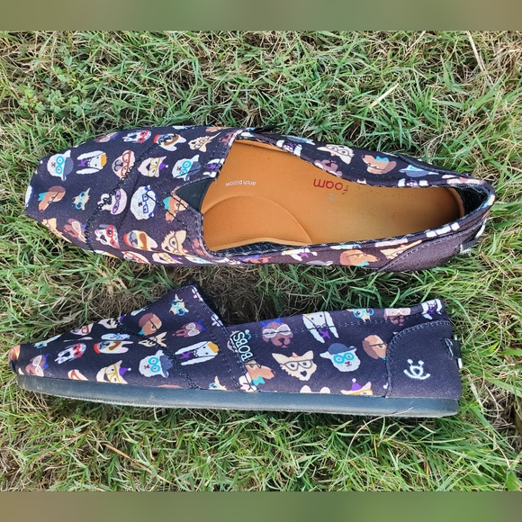 Skechers Bobs For Dogs Sz 8 Black Fabric Casual Slip on Shoes Flats Hipster Pup - Picture 7 of 8